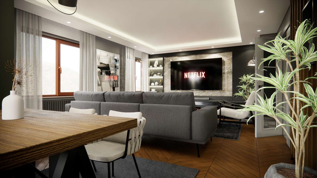 Yemek masası ve arkasında oturma alanı
